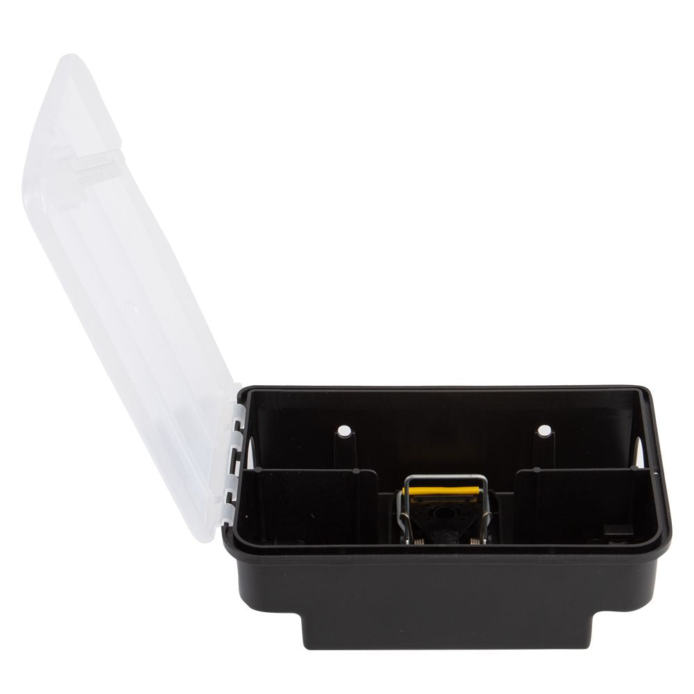 Side-åbnet tunneldepot mod Rotter, sort med transparent låg x19 (fælde medfølger ikke)