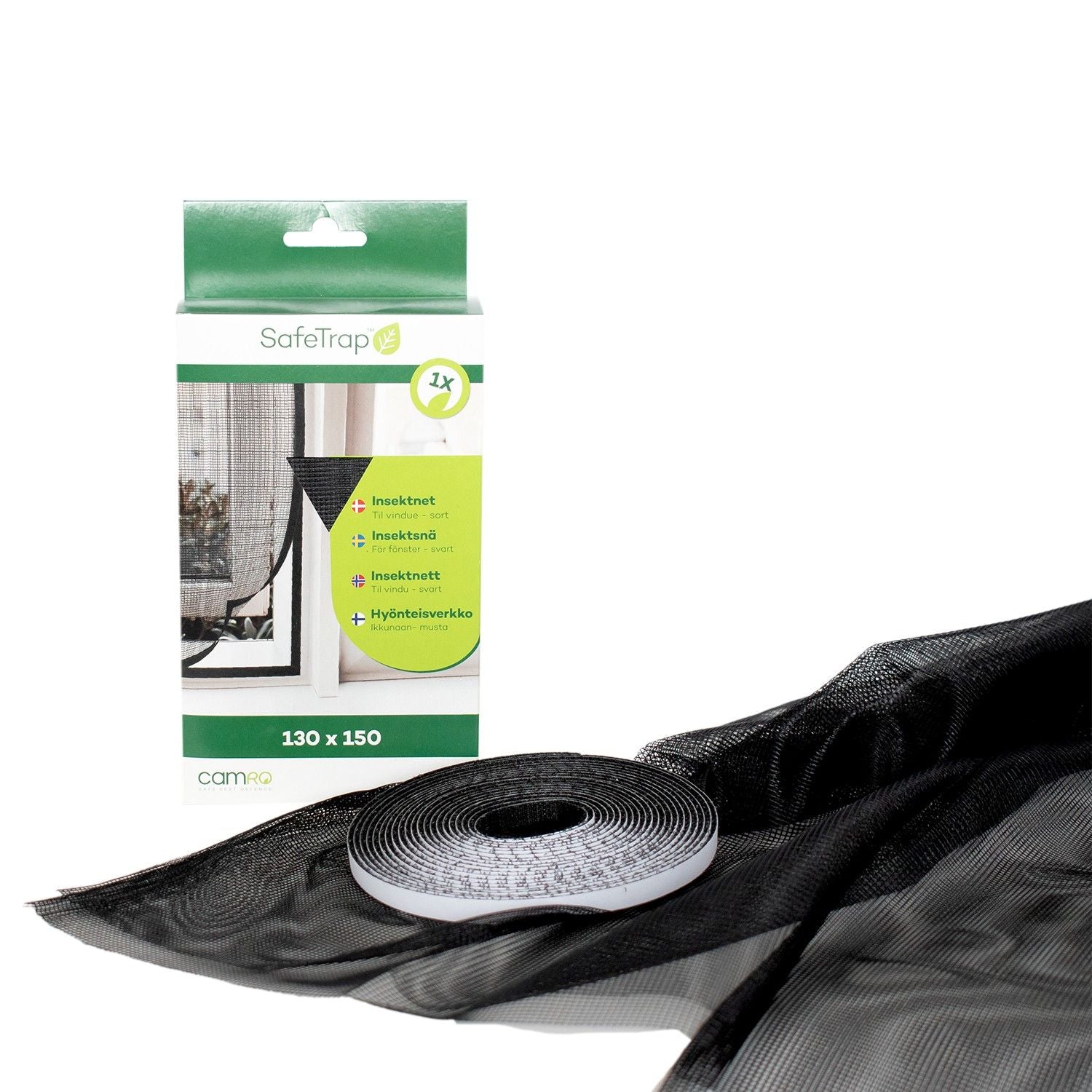 SafeTrap Insektnet til vindue, 130x150, sort