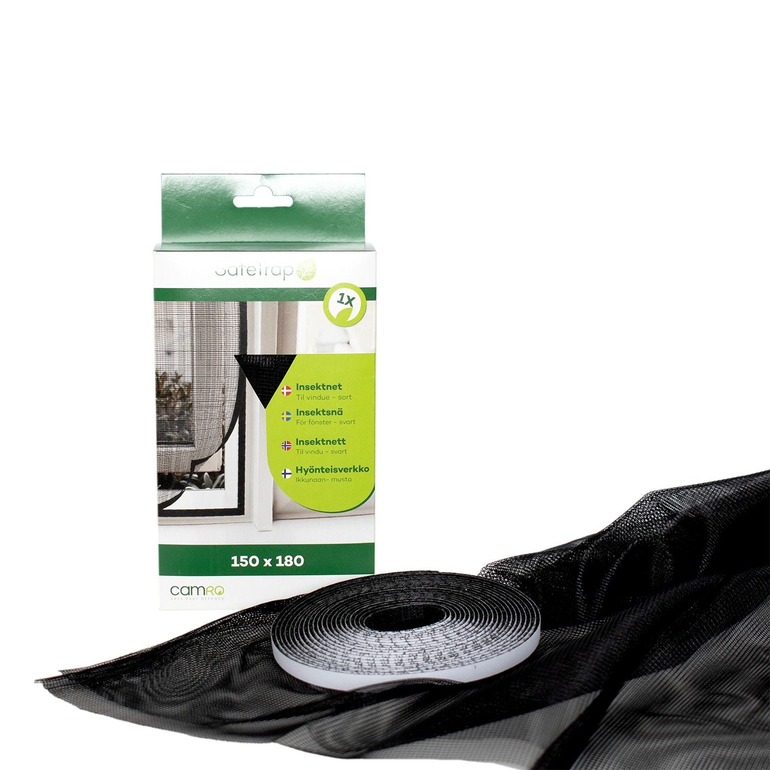 SafeTrap Insektnet til vindue, 180x150, sort